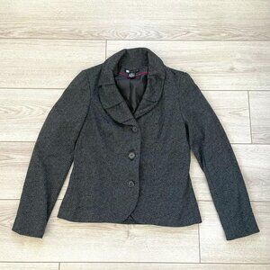 CAROLE LITTLE-black/gray animal print buttoned lined blazer jacket Small